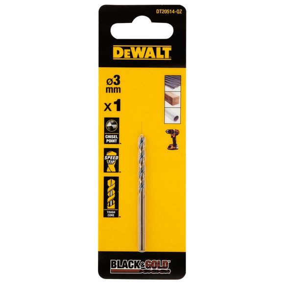 DEWALT 3MM BLACK GOLD HSS DRILL BIT |DT0514-QZ