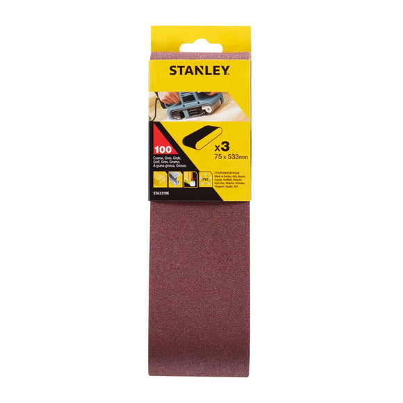 STANLEY BELT, ABRASIVE, 75 x 533MM, 3 x 100G |STA33196